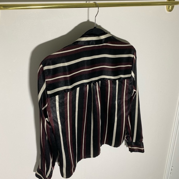 Black, Burgundy and White Striped Long-Sleeved Top - Picture 5 of 6